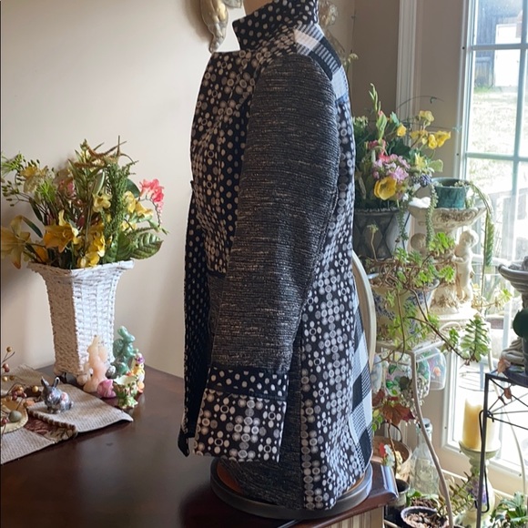 Mirror Image women’s XL black and white block print button front jacket - Picture 5 of 8